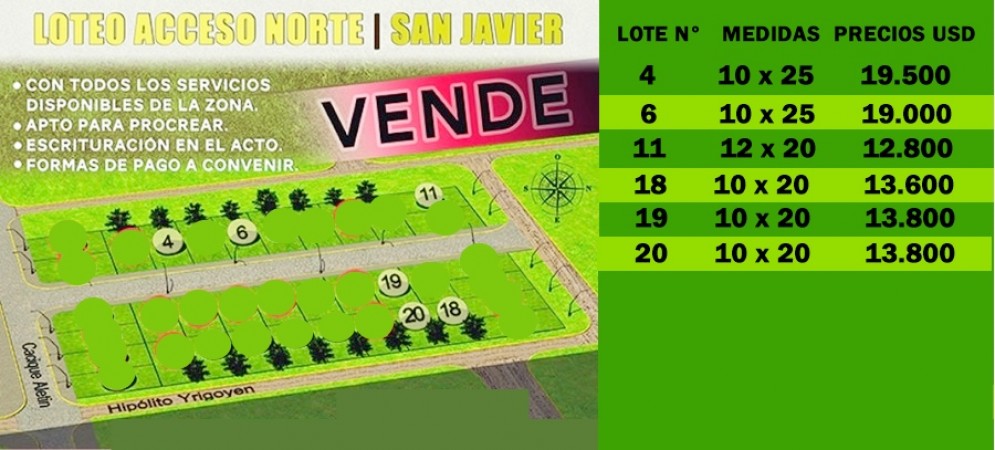 Terreno en venta en San Javier